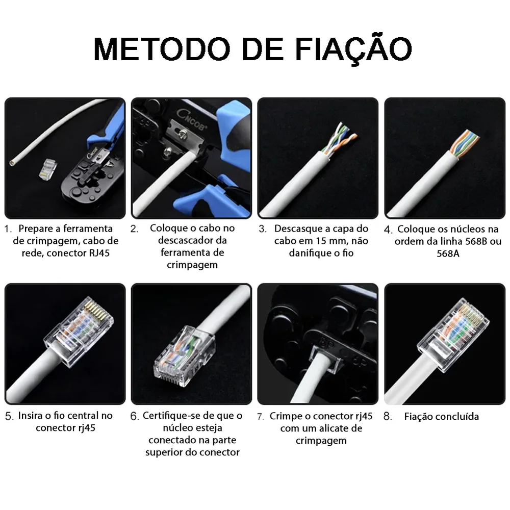 Imagem 5 de 5 do produto Conector Rj45 Macho Cat6/cat5e 8p8c Cabo Rede Crimpar 700un