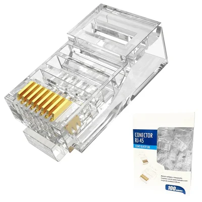 Conector Rj45 Macho Cat6/cat5e 8p8c Cabo Rede Crimpar 100un