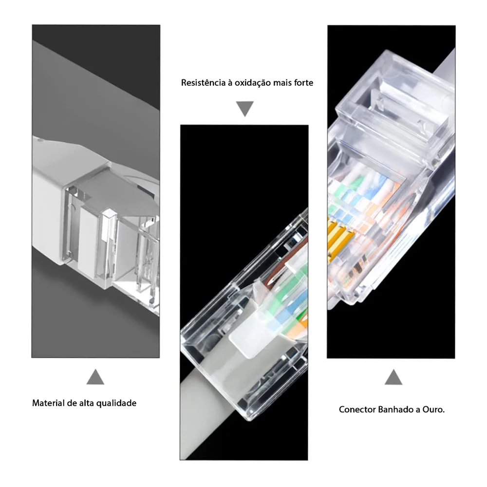 Imagem 2 de 5 do produto Conector Rj45 Macho Cat6/cat5e 8p8c Cabo Rede Crimpar 300un