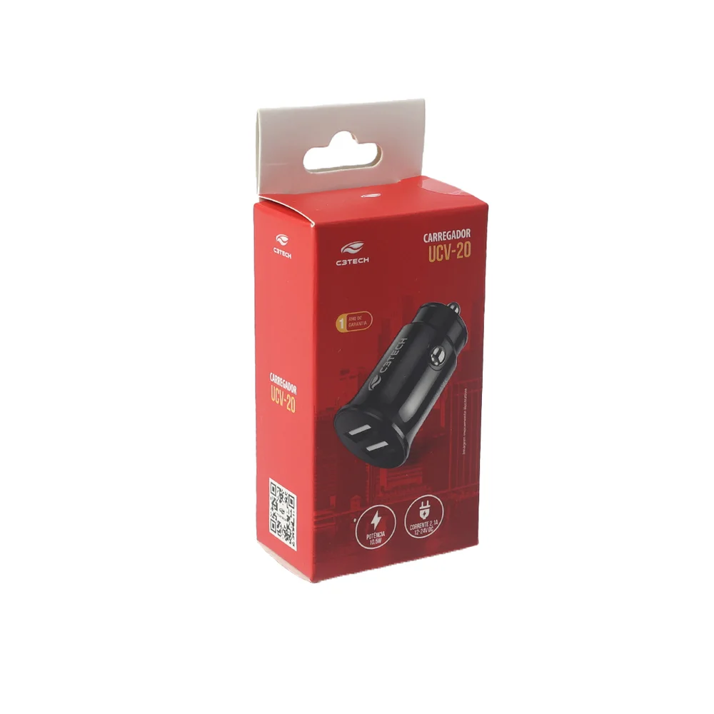 Imagem 2 de 4 do produto Carregador Veicular C/2 Usb Ucv-20bk C3tech