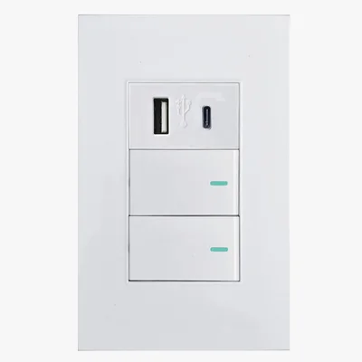 Interruptor Duplo E Entrada Usb Com Entrada Tipo C, Jwcom