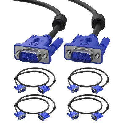 Kit 5 Cabo Vga Para Monitor Tv Projetor E PC 1.5m Sinal Vídeo Lcd