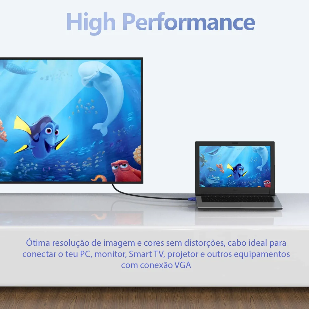 Imagem 4 de 5 do produto Cabo Vga Para Monitor Projetor E PC 1.5m Alta Qualidade No Sinal Vídeo