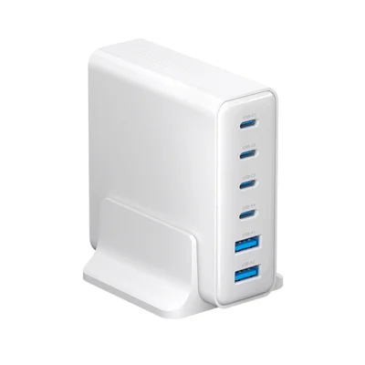 Estação Carregador Turbo Celular Tomada 2 Usb + 4 Tipo-c 80w Cor:branco
