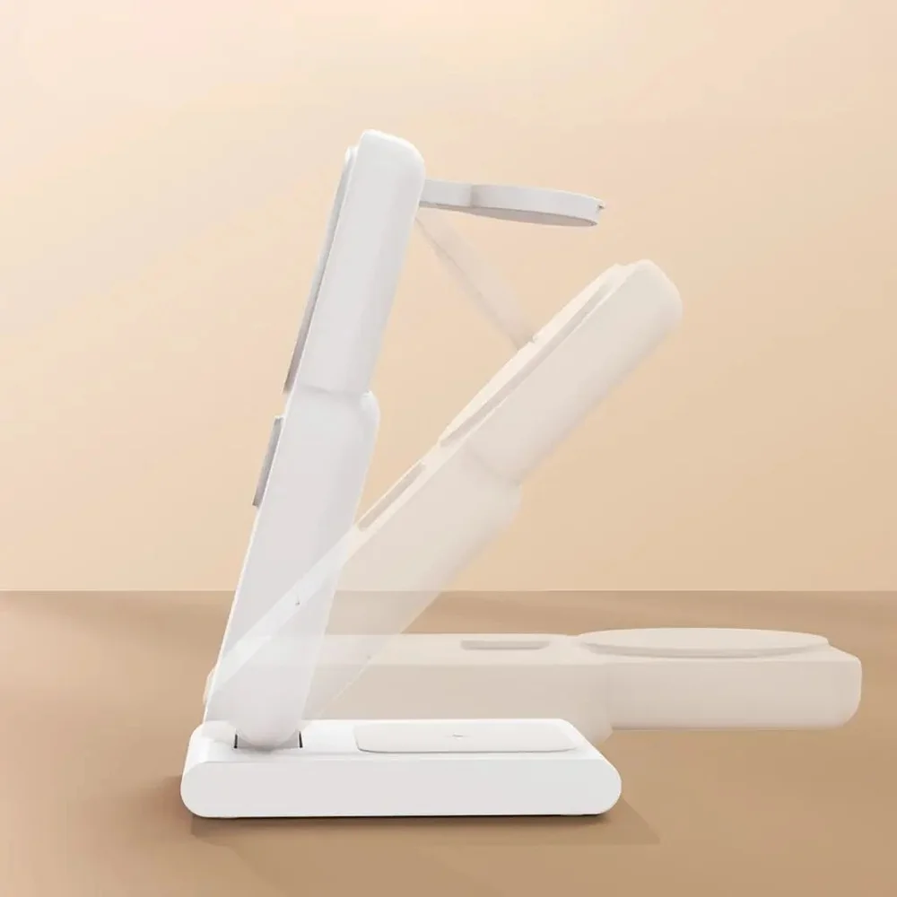Imagem 5 de 5 do produto Carregador Power Bank 10000mah Indução 3em1 Para Iphone Fone De Ouvido E Relógio Inteligente Cor:branco
