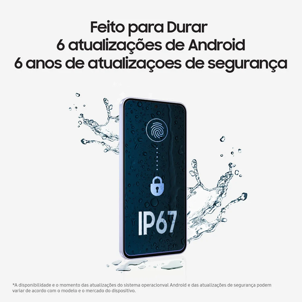 Imagem 3 de 5 do produto Celular Samsung Galaxy A36 5g 128GB, 6gb Ram, Câmera 50mp, Ip67, Super AmoLED 6.7”, Recursos Ai Verde - 128 Gb - #c6d0c9 - Bi-volt