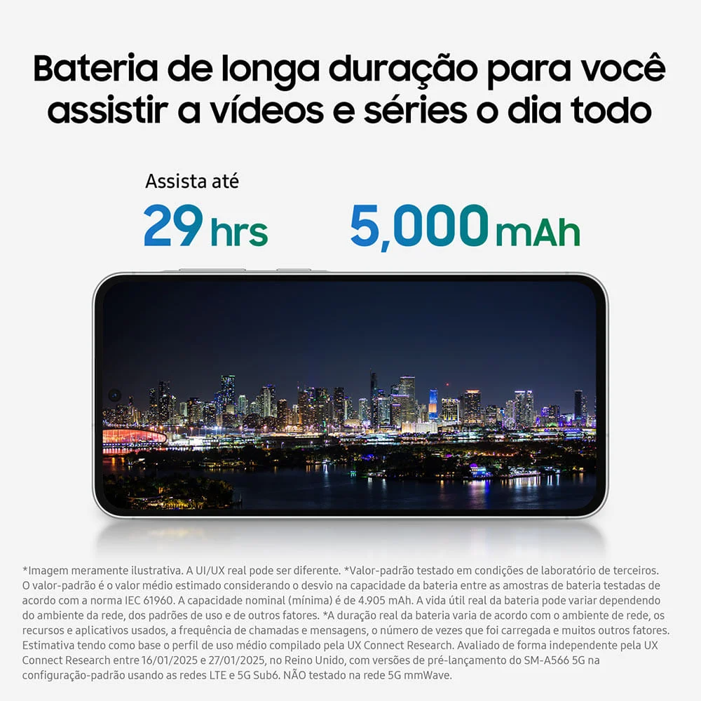Imagem 4 de 5 do produto Celular Samsung Galaxy A36 5g 128GB, 6gb Ram, Câmera 50mp, Ip67, Super AmoLED 6.7”, Recursos Ai Verde - 128 Gb - #c6d0c9 - Bi-volt