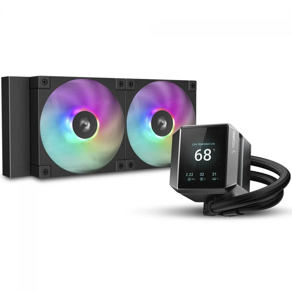 Water Cooler Deepcool Mystique 240 ARGB, 240mm, Display Lcd, Intel-amd, Black, R-lx550-bkadsnc-g-1 Water Cooler Deepcool Mystique 240 ARGB, 240mm, Display Lcd, Intel-amd, Black, R-lx550-bkadsnc-g-1