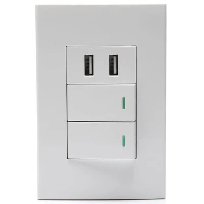 2 Interruptores Premium De Parede Com 2 Entradas Usb, Jwcom