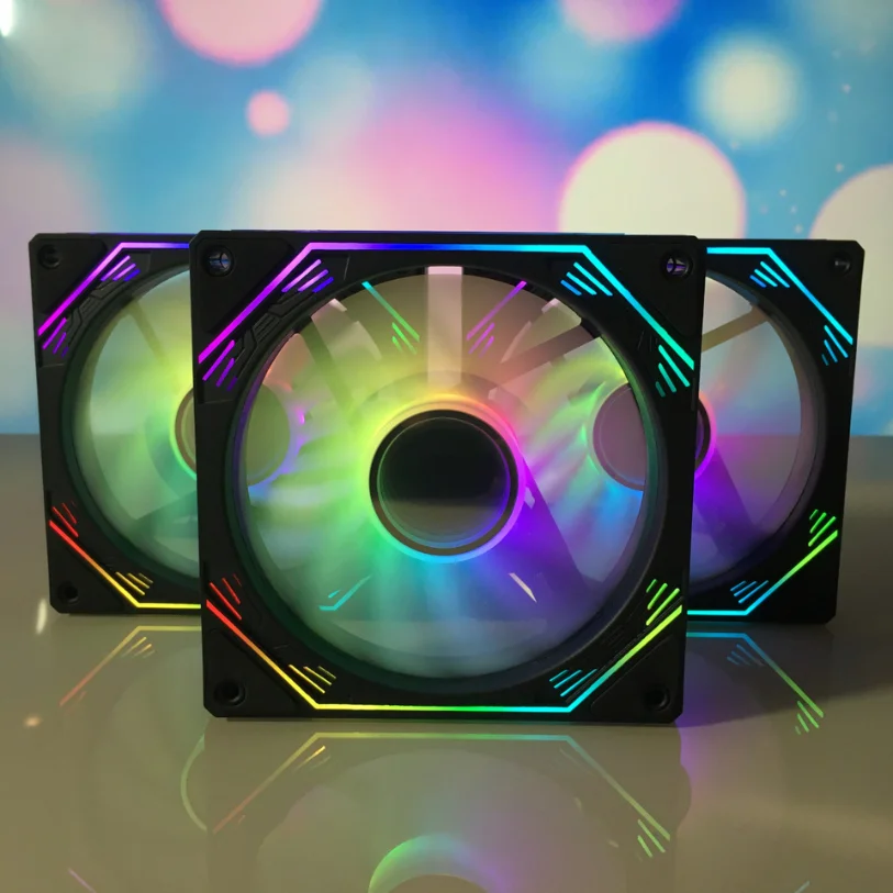 Imagem 2 de 5 do produto Kit Fan 3 Coolers Ventoinha Para PC Gamer RGB C/ Controladora Fc1308 Hayom