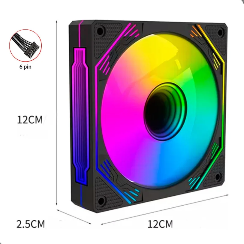 Imagem 5 de 5 do produto Kit Fan 3 Coolers Ventoinha Para PC Gamer RGB C/ Controladora Fc1308 Hayom
