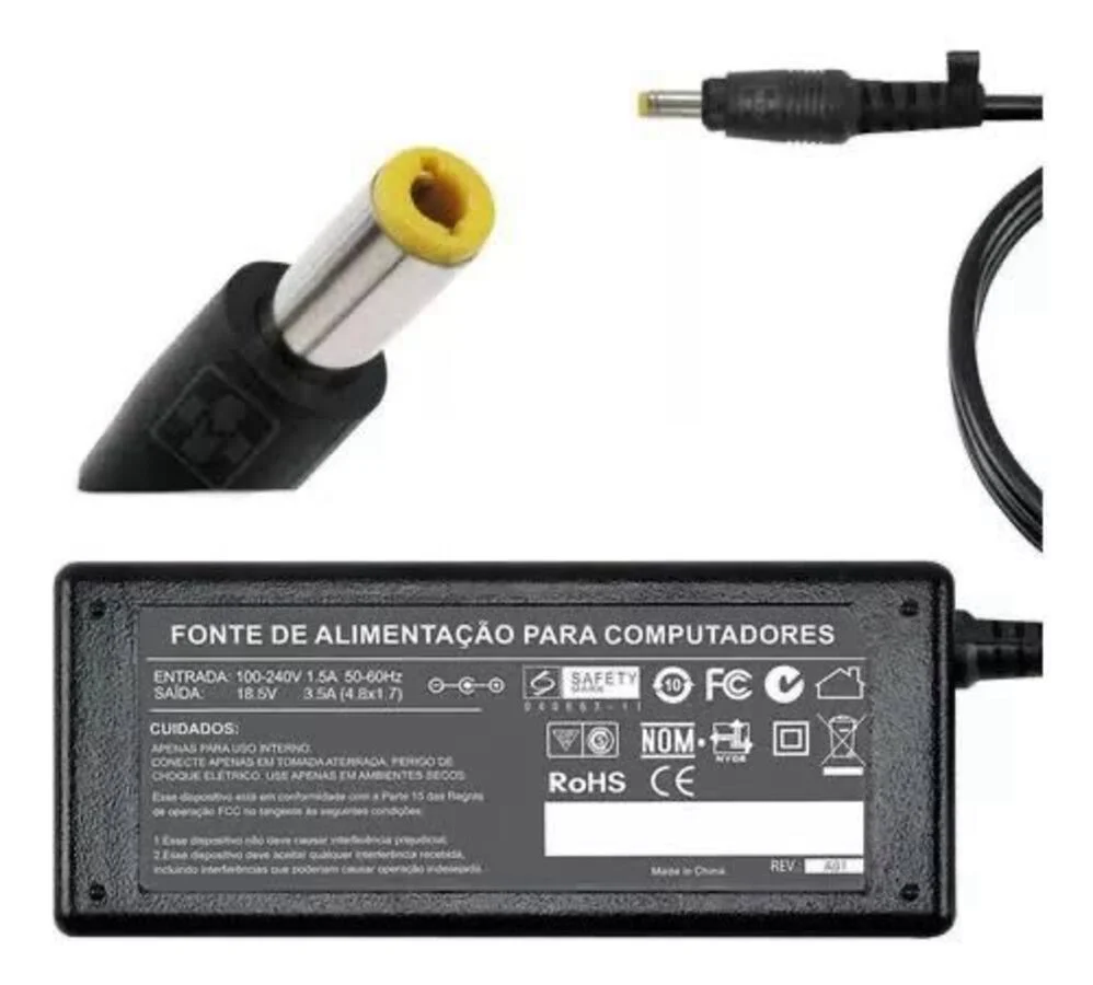 Fonte Carregador Para Touchsmart Tx2-1020 Séries 18,5v 3,5a 65w Mm 712 - Voltagem De Entrada