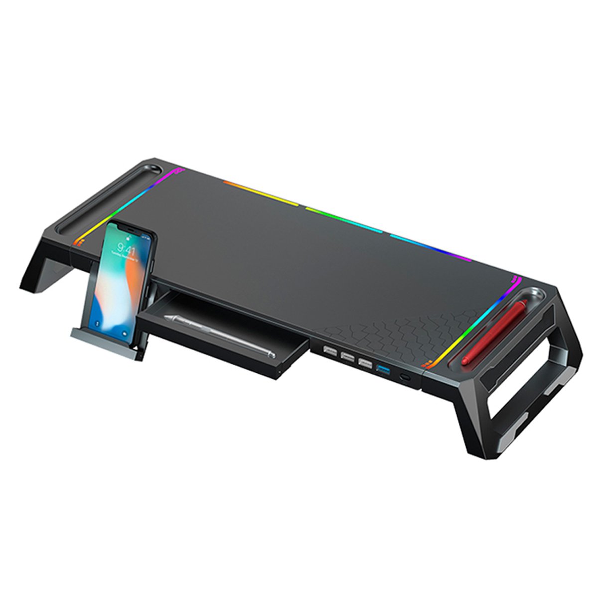 Base Monitor Suporte Mesa Gamer Ajustável Tv Apoio Notebook Cor:preto