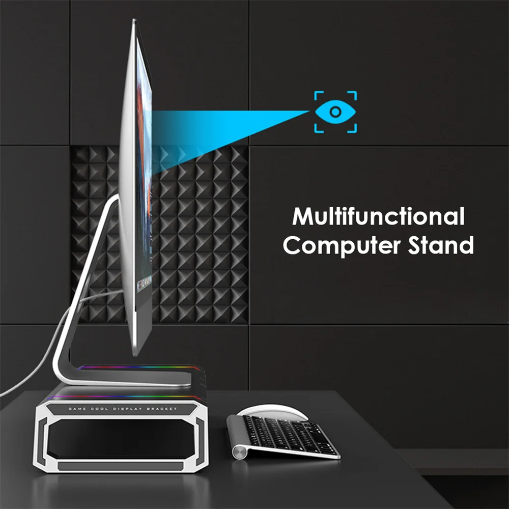 Imagem 3 de 5 do produto Base Monitor Suporte Mesa Gamer Ajustável Tv Apoio Notebook Cor:preto