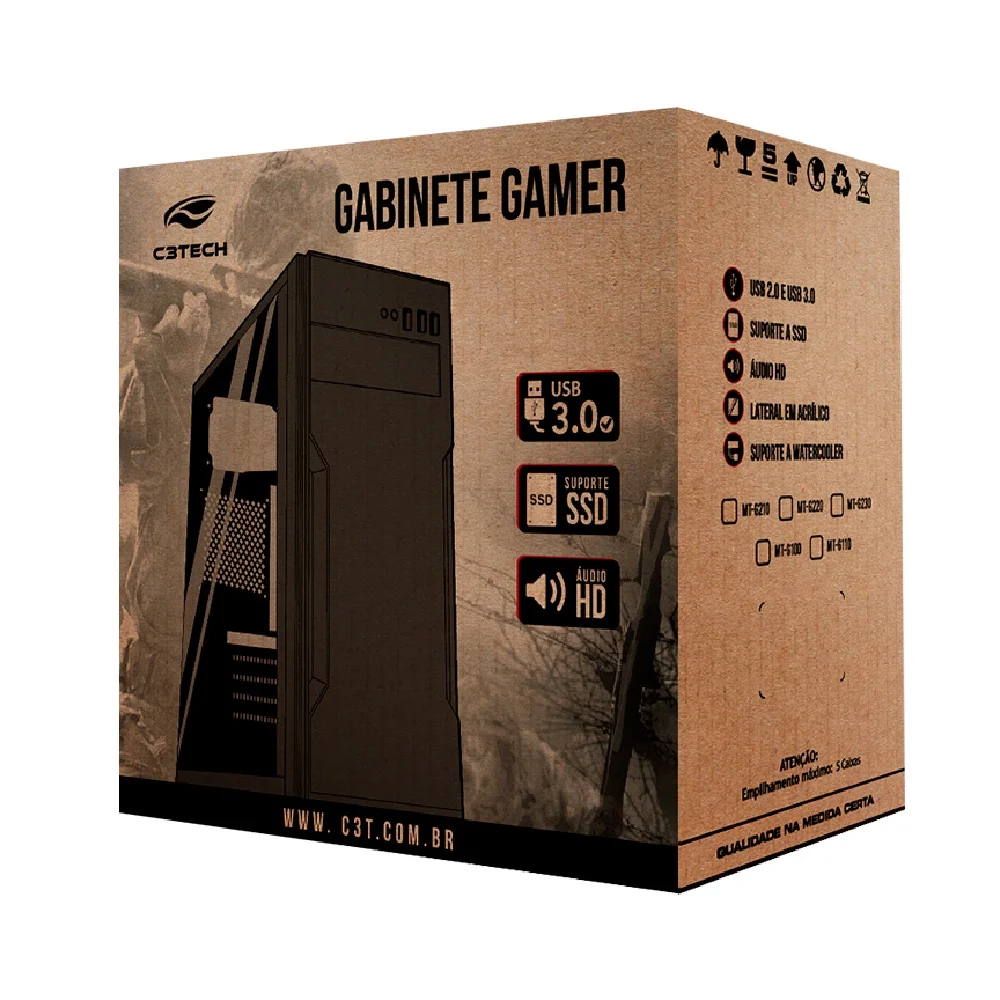Imagem 2 de 5 do produto Gabinete Gamer C3tech Mt-g110bk Sem Fonte Preto