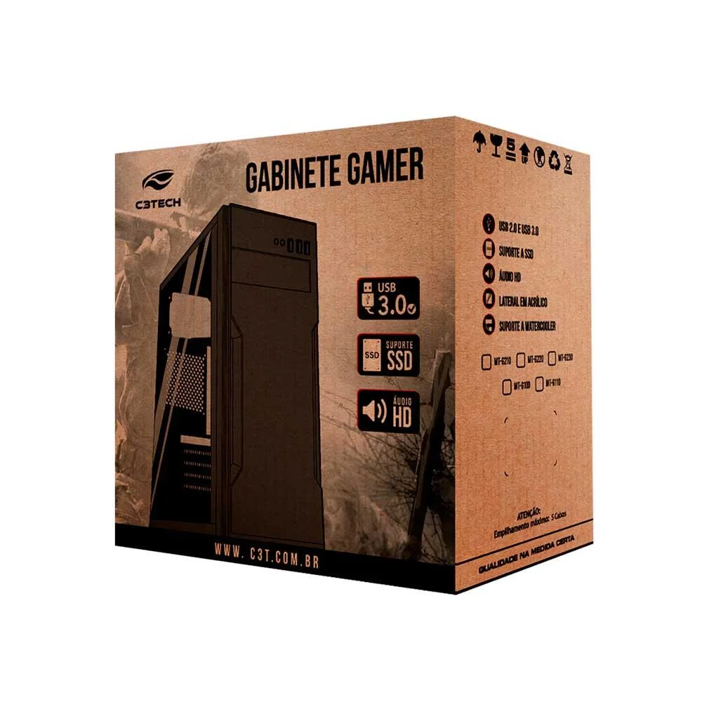 Imagem 5 de 5 do produto Gabinete Gamer C3tech Mt-g110bk Sem Fonte Preto