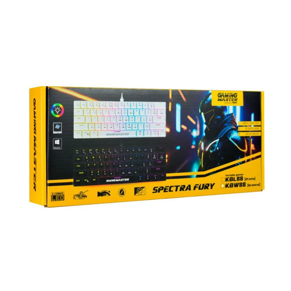 Teclado K-mex Mecanico Gamer Spectrafury Branco Kbw8 Rbg Teclado K-mex Mecanico Gamer Spectrafury Branco Kbw8 Rbg