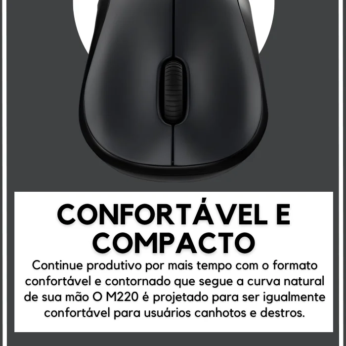 Imagem 5 de 5 do produto Mouse Logitech M220 Silent Touch 3 Botões S/ Fio 1000dpi Preto