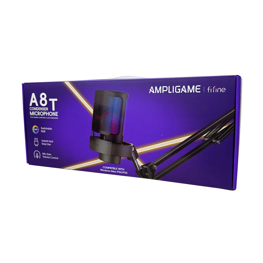 Imagem 3 de 3 do produto Microfone Gamer Usb Fifine Ampligame Am6t Com Braço Preto