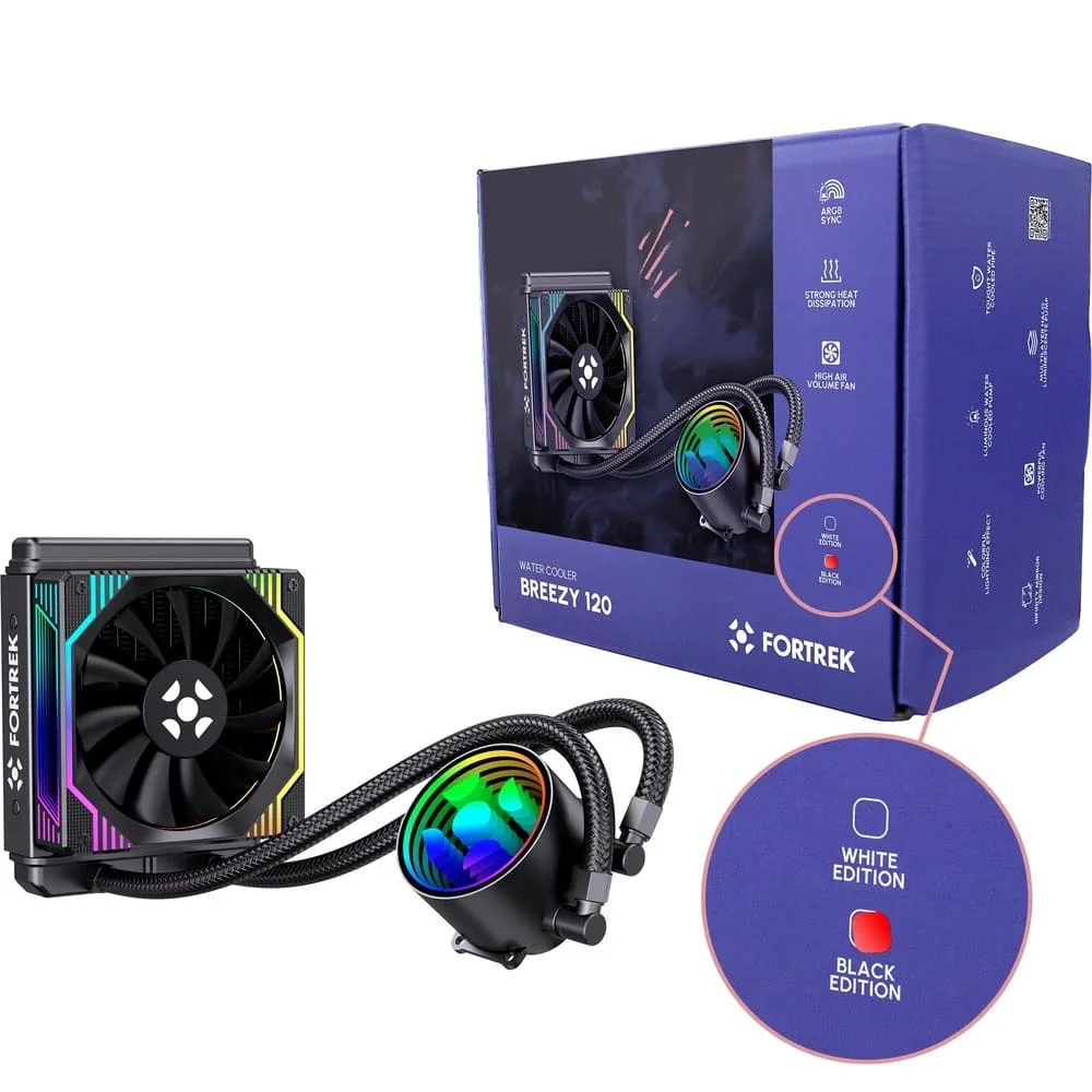 Imagem 2 de 3 do produto Water Cooler Fortrek Breezy 120mm Fan ARGB Preto