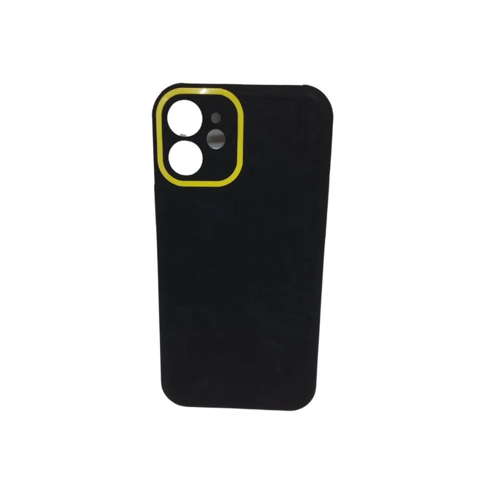 Imagem 1 de 1 do produto Capa Capinha De Celular Iphone 12 Mini Ante Queda E Impacto Cor:preto Borda Amarelo