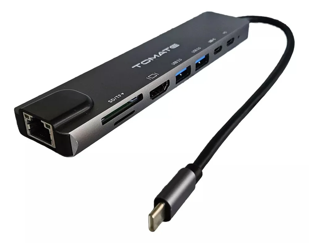 Imagem 4 de 4 do produto Hub Usb C 8 Portas HDMI 4k Rj45 Usb 3.0 Sd Tf Tomate Mtv-619