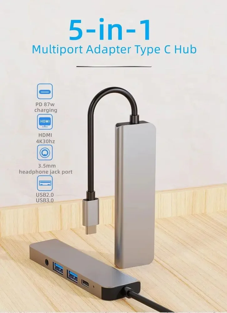 Imagem 3 de 5 do produto Hub Usb C Com Usb 3.0 HDMI 4k Pd E Audio Tomate Mtv-615
