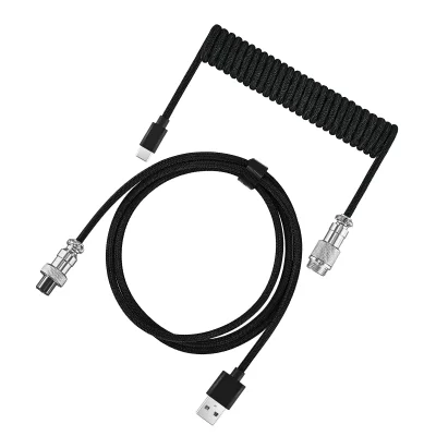 Cabo Aviador Enrolado Usb-c 3m Para Teclado Mecânico Preto
