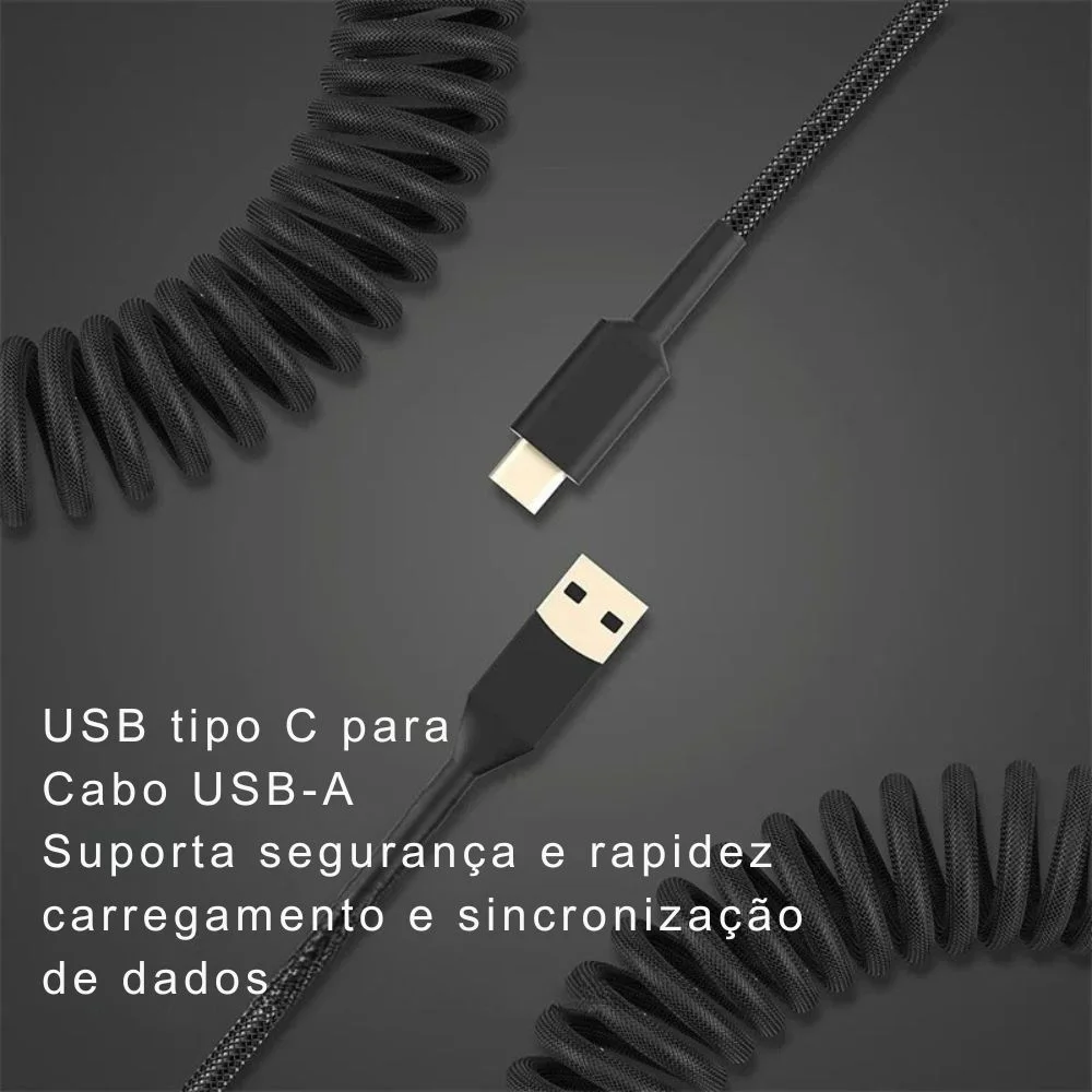 Imagem 3 de 4 do produto Cabo Aviador Enrolado Usb-c 3m Para Teclado Mecânico Rosa