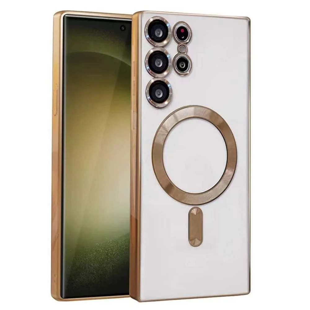 Imagem 2 de 4 do produto Capa Magsafe com Proteção na Lente para o Samsung Galaxy S24 Ultra - Tela 6.8 Cor: Dourado