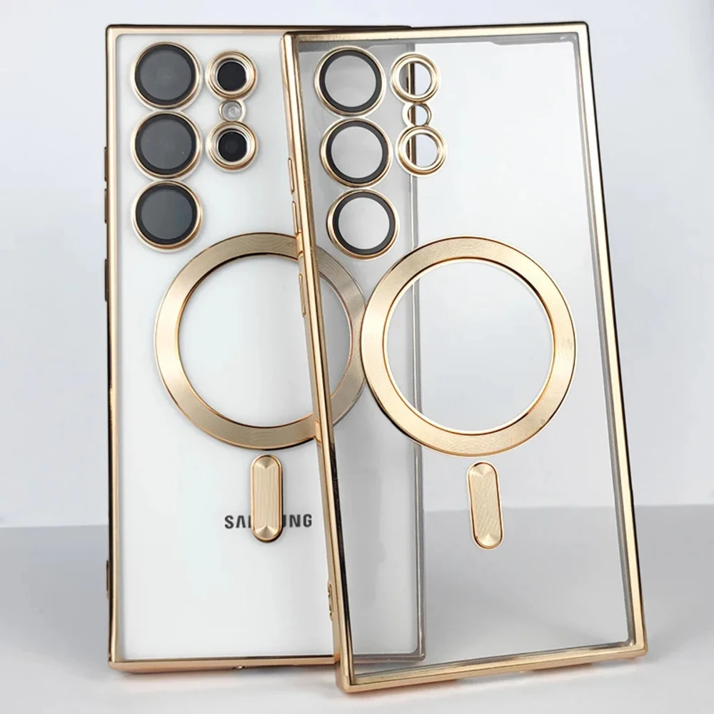 Imagem 4 de 4 do produto Capa Magsafe com Proteção na Lente para o Samsung Galaxy S24 Ultra - Tela 6.8 Cor: Dourado