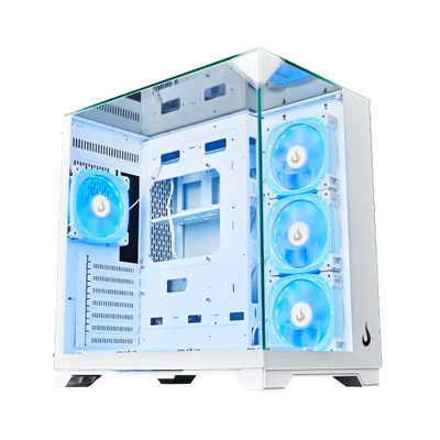 Gabinete Rise Mode Galaxy Full Glass Mid Tower Atx Lateral E Frente Em Vidro Temperado Branco