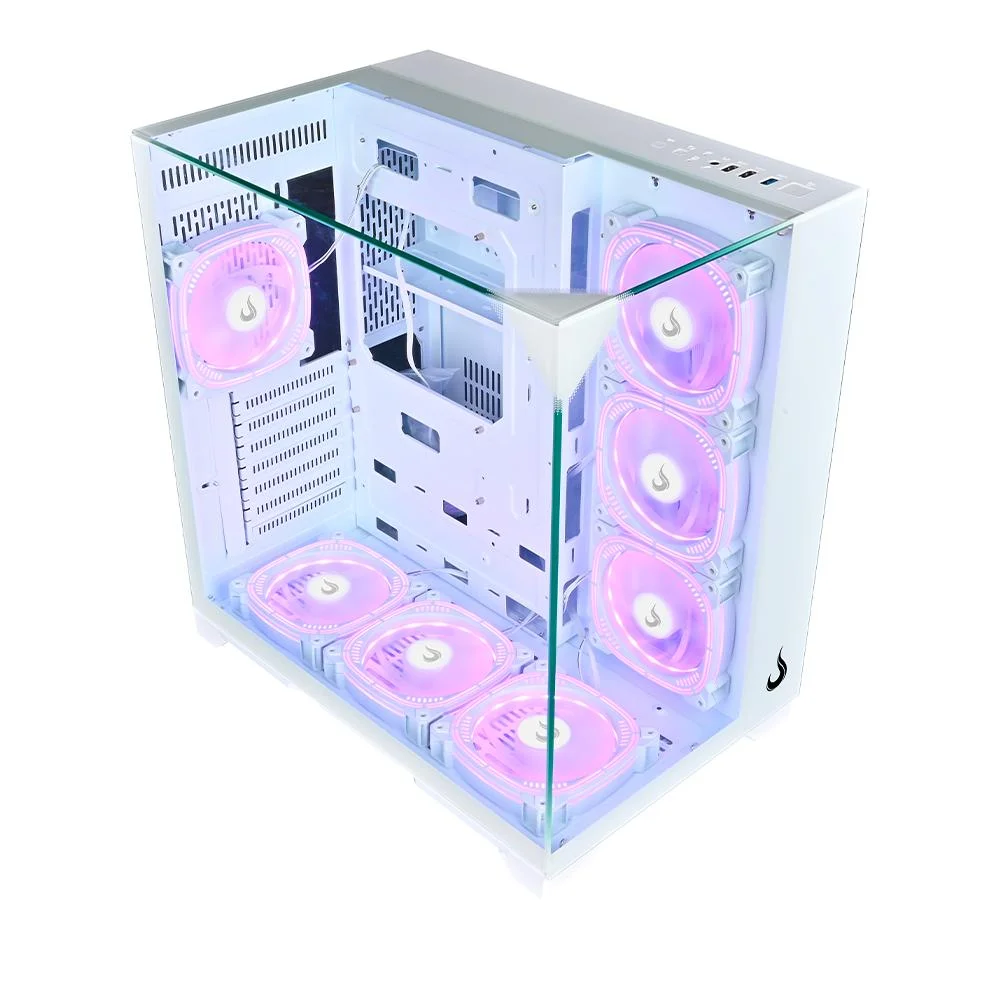 Imagem 3 de 5 do produto Gabinete Rise Mode Galaxy Full Glass Mid Tower Atx Lateral E Frente Em Vidro Temperado Branco