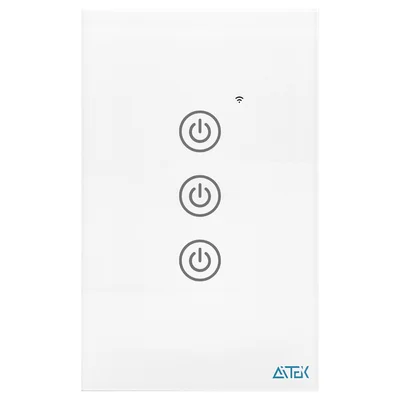 Interruptor Aitek Inteligente 4x2 Wifi 2.4GHz 3 Botões Touch Compatível Com Alexa Google Home E App Aitek Smart - Branco