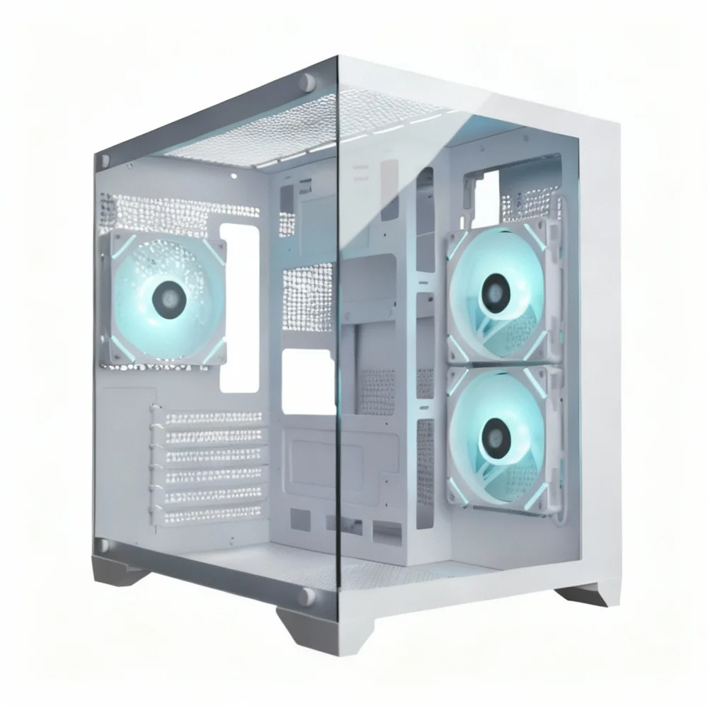 Gabinete Gamer Duex DXJ270-2, Mid Tower, M-ATX, Lateral e frontal em Vidro Temperado, Sem Fans, Branco - DXJ270-2WH