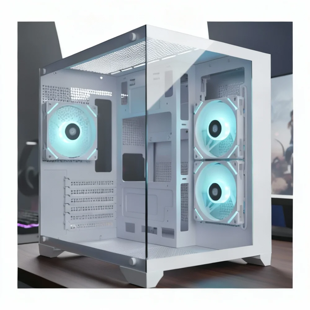 Imagem 2 de 5 do produto Gabinete Gamer Duex DXJ270-2, Mid Tower, M-ATX, Lateral e frontal em Vidro Temperado, Sem Fans, Branco - DXJ270-2WH