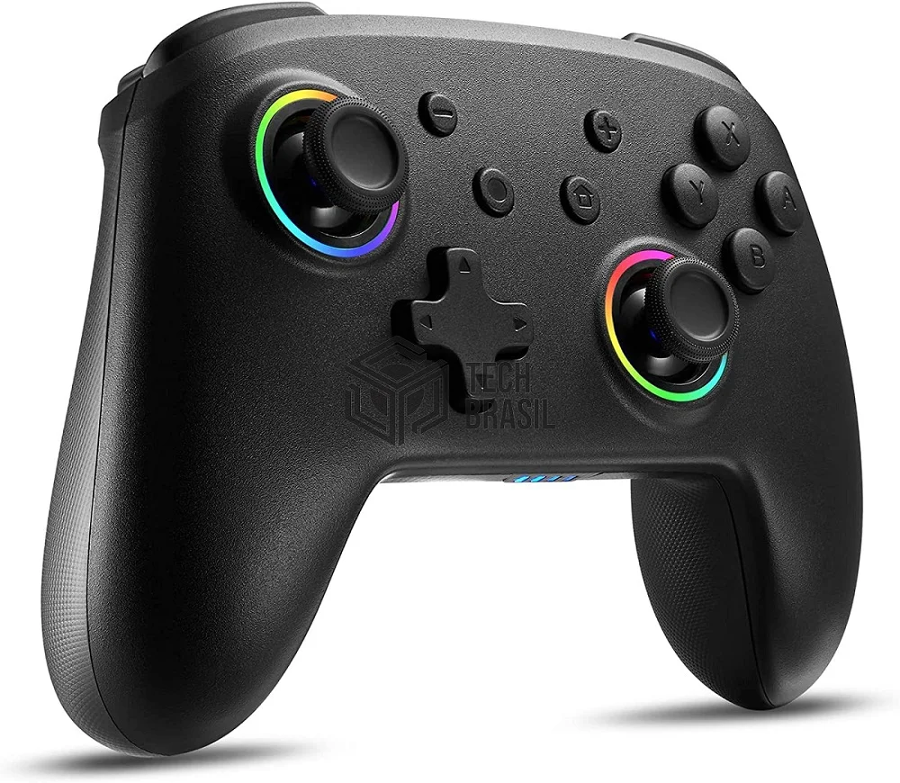Imagem 1 de 5 do produto Controle Sem Fio Pro Para Nintendo Switch PC Ios Android Steam Sixaxis Bluetooth - 10 Cores LED