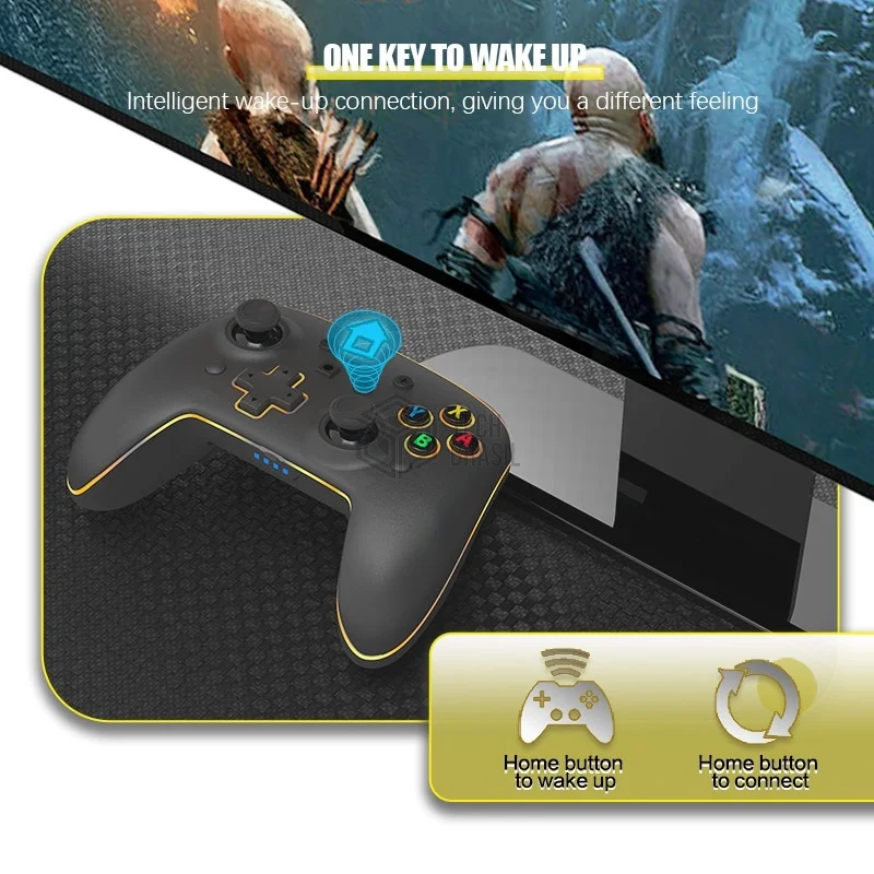 Imagem 4 de 5 do produto Controle Sem Fio Pro Para Nintendo Switch PC Ios Android Steam Sixaxis Bluetooth - 10 Cores LED
