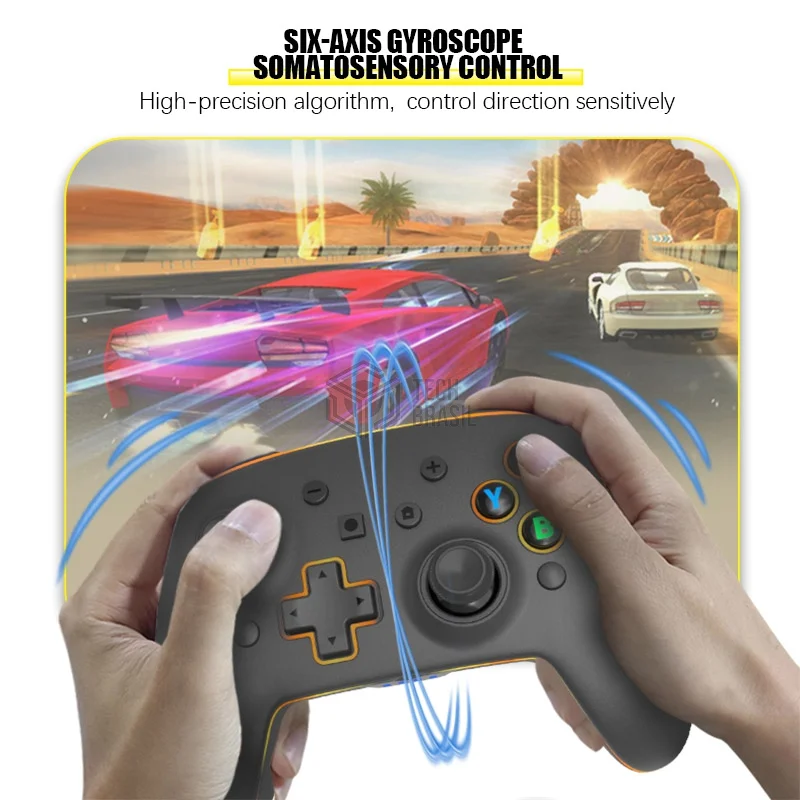 Imagem 5 de 5 do produto Controle Sem Fio Pro Para Nintendo Switch PC Ios Android Steam Sixaxis Bluetooth - 10 Cores LED