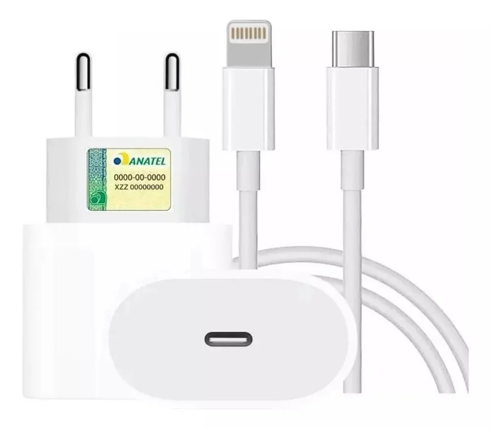 Carregador Turbo 20w Cabo/lightning Usb.c Compatível Iphone 7 8 11 12 13 14 Pro Max X Xr Xs