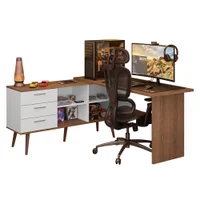 Escrivaninha Em L Mesa Para Computador Gamer 3 Gavetas Branco/rustic Lisboa Madesa é boa?