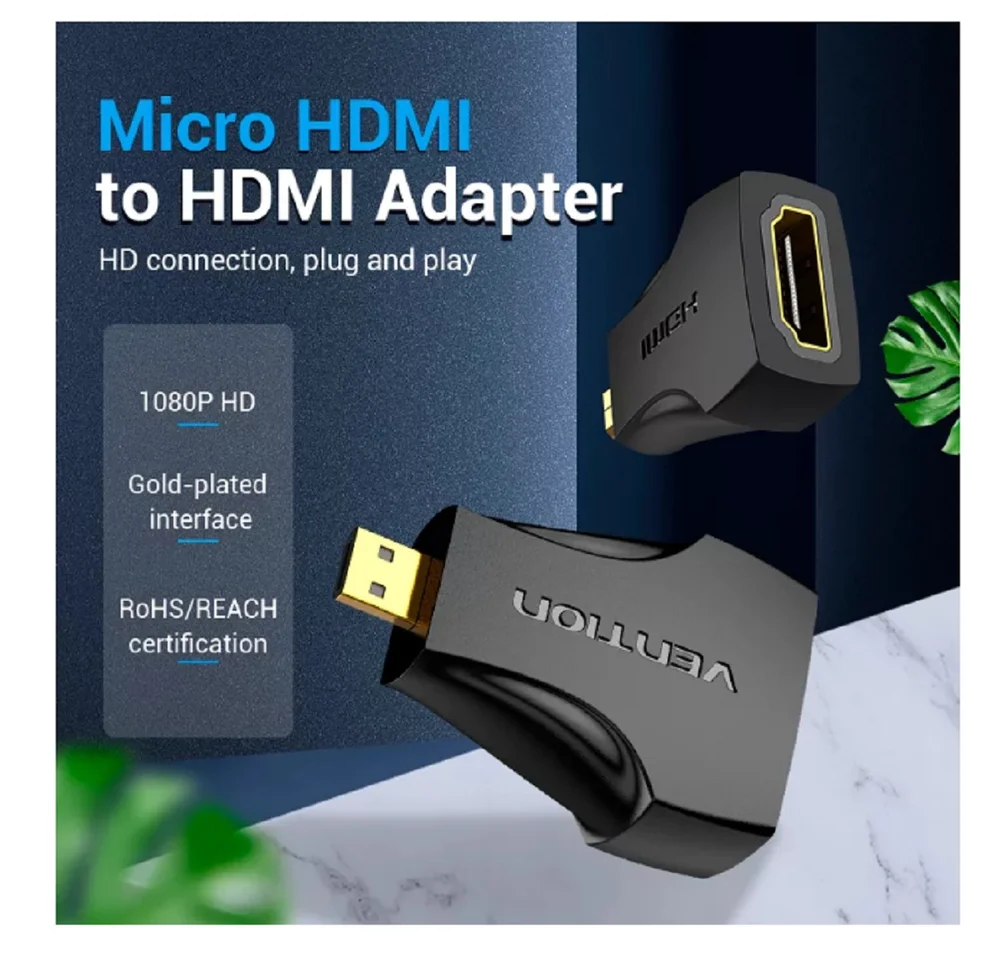 Imagem 2 de 5 do produto Adaptador Micro HDMI Macho X HDMI Fêmea - Kit 5 Peças