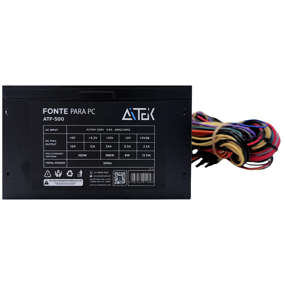 Imagem 3 de 5 do produto Fonte De Alimentação Para Computador PC Atx 500w