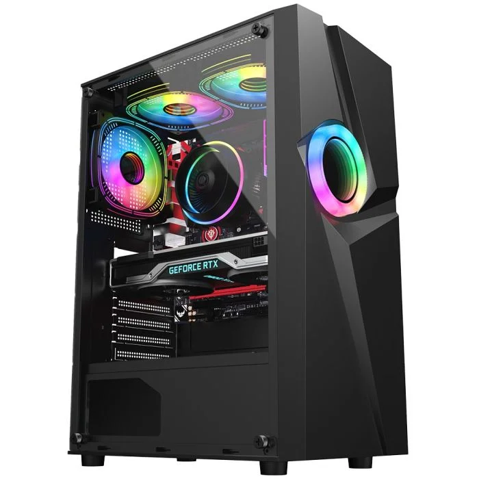 Gabinete Kalkan Muspel Mid Tower Vidro Temperado S/fans Preto