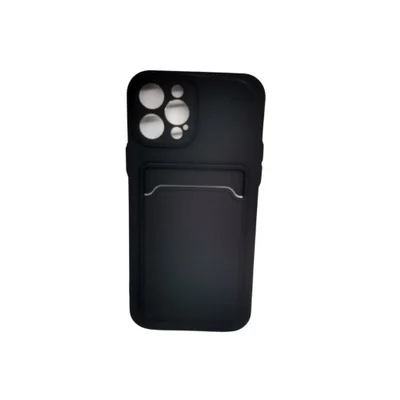 Capa Capinha Compatível Iphone 12 Pro Com Porta Cartões Cor:preto