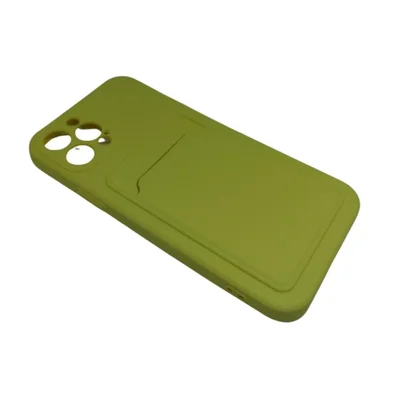 Capa Capinha Compatível Iphone 12 Pro Com Porta Cartões Cor:amarelo