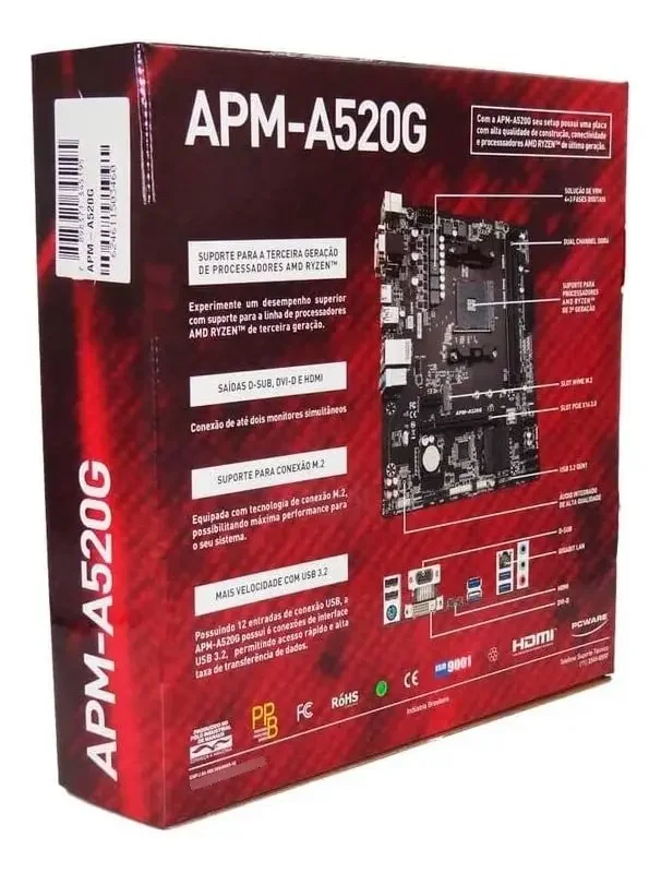 Imagem 2 de 2 do produto Placa Mãe Am4 PCware Apm-a520g HDMI Ddr4