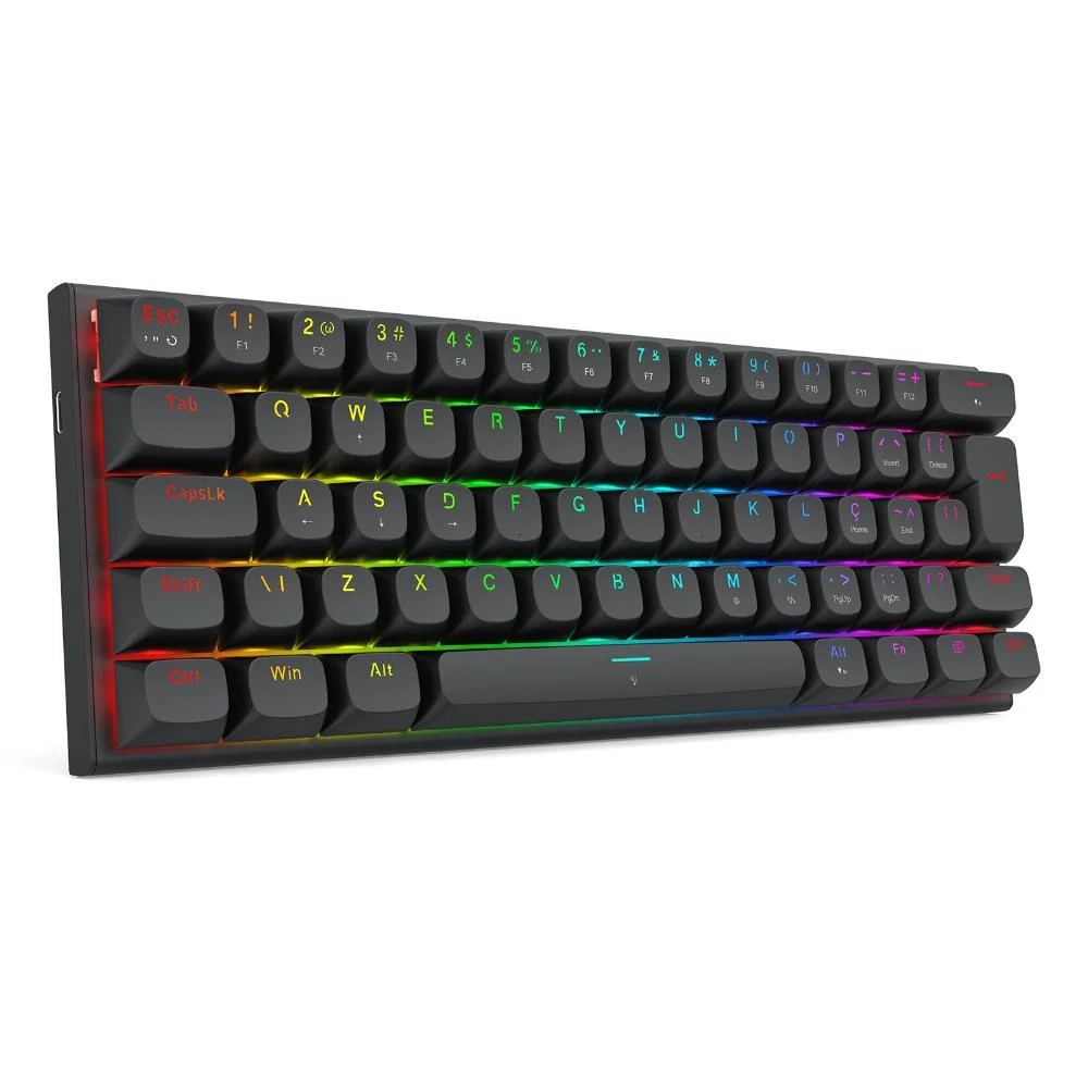 Imagem 5 de 5 do produto Teclado Magnético Gamer Redragon Fidd RGB Preto 8k Hz 60% Switch Pink Linear K683bw-RGB Pt
