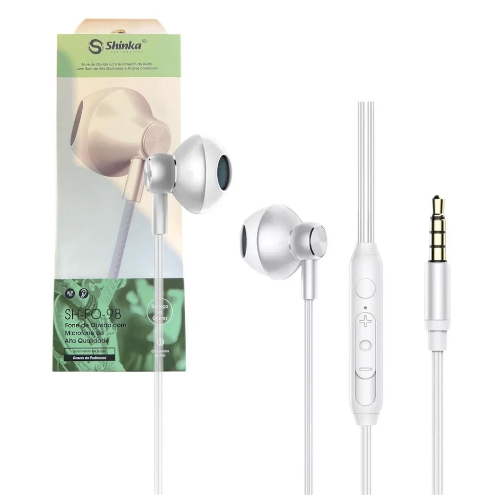 Imagem 2 de 3 do produto Fone De Ouvido P3 Com Microfone Atende Chamadas Branco
