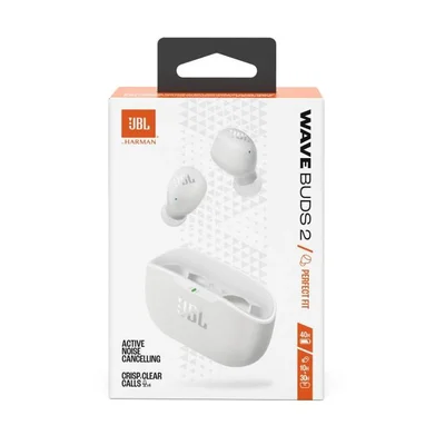 Fone De Ouvido Jbl Tws Wave Buds 2 Branco, Bluetooth 5.3, Resistente A Agua E Poeira, Jblwbuds2wht